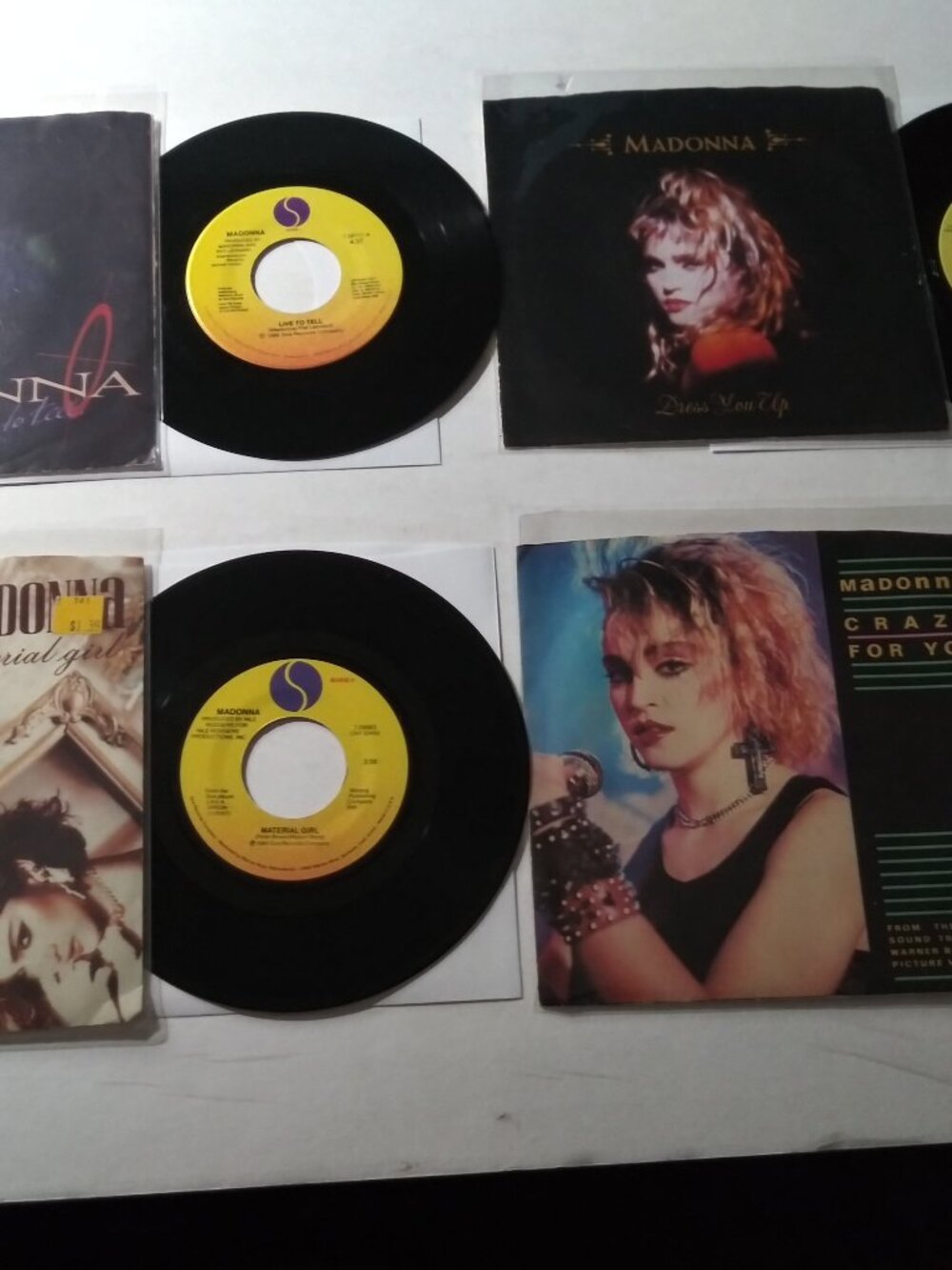 4 Different VG+ Original 45RPM 7" Sire & Geffen Madonna Records & Pic Sleeves